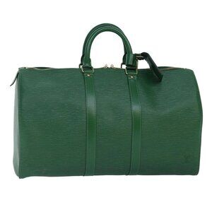 LOUIS VUITTON Epi Keepall 45 Boston Bag Green M42974 LV Auth mr397V